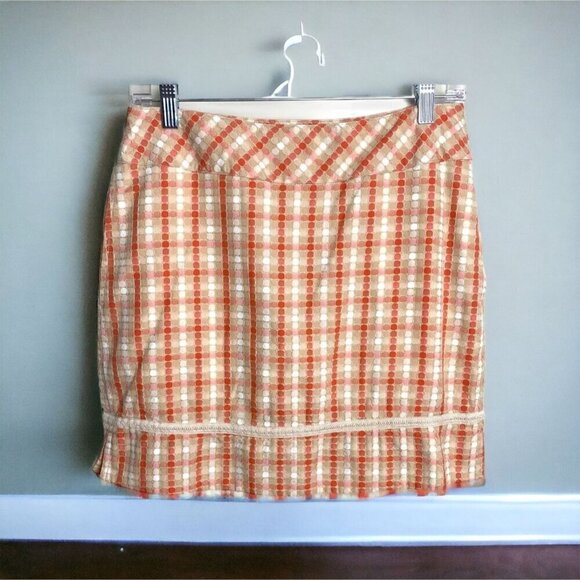 Greg Norman 100% Cotton Golf Skort Modern Checked Pattern in Orange Womens Sz 4 - Picture 1 of 10